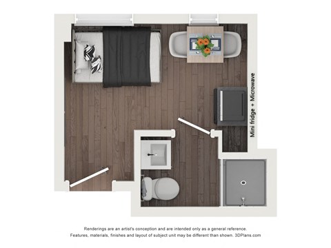 Floor plan for studio, 174 sqft
